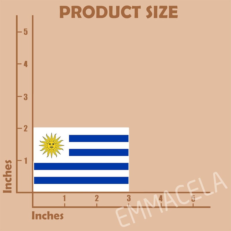 EMMACELA (3PCS) Uruquay Flag stickers, Countries Flag Stickers - Waterproof Vinyl Decals For Laptops, Tumblers, Water Bottles, Books, Scrapbooks, Size 3 x 2 Inch - Image 2